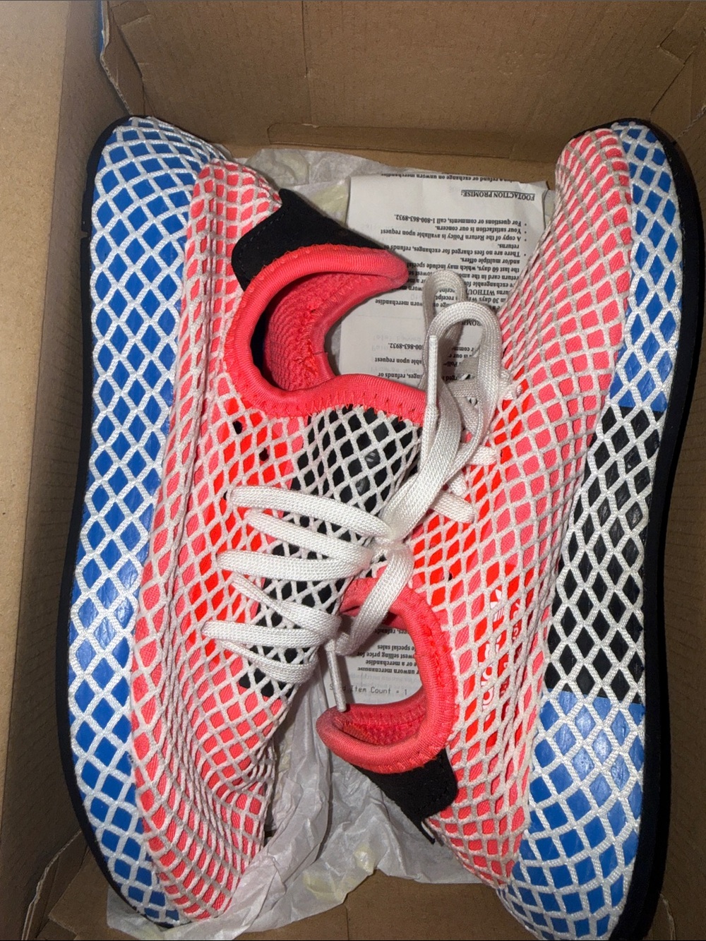 adidas Kids Sneakers in Coral Pink and Blue with White Mesh